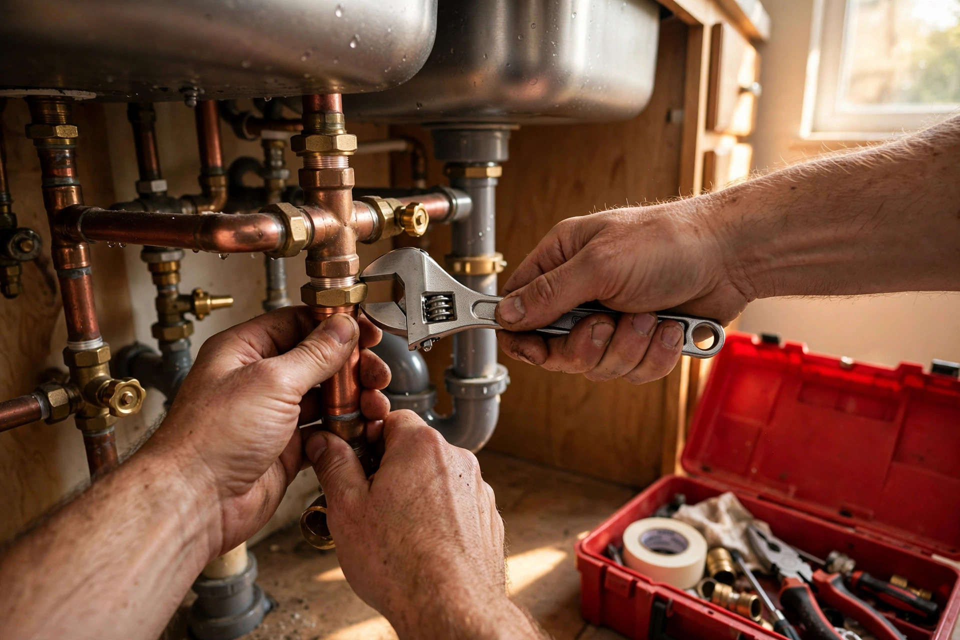 Sample plumbing website concept photography